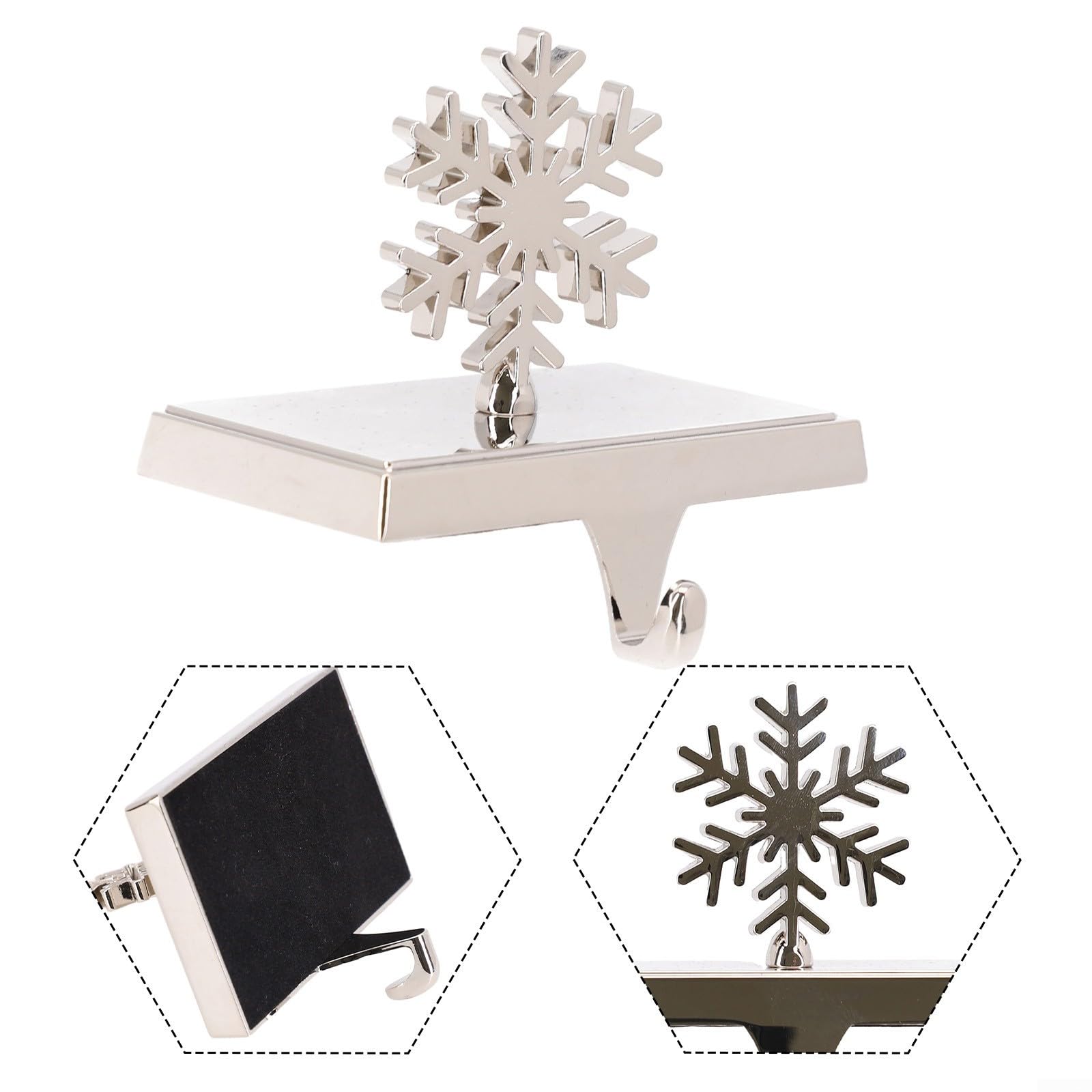 Soportes para calcetines de repisa de Navidad, patrones surtidos, montaje sin herramientas (copo de nieve)