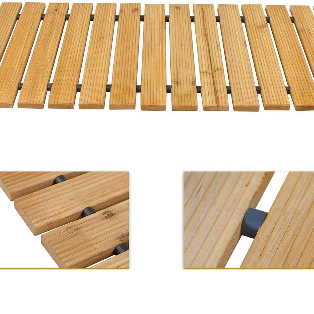 Camino de jardín resistente a la intemperie, cubierta enrollable con piedras decorativas de escalón, superficie de madera dura duradera para pasarela al aire libre, ideal para césped y eventos