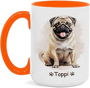 Personalized Pug Dog Coffee Mug, Customized Ceramic Cup