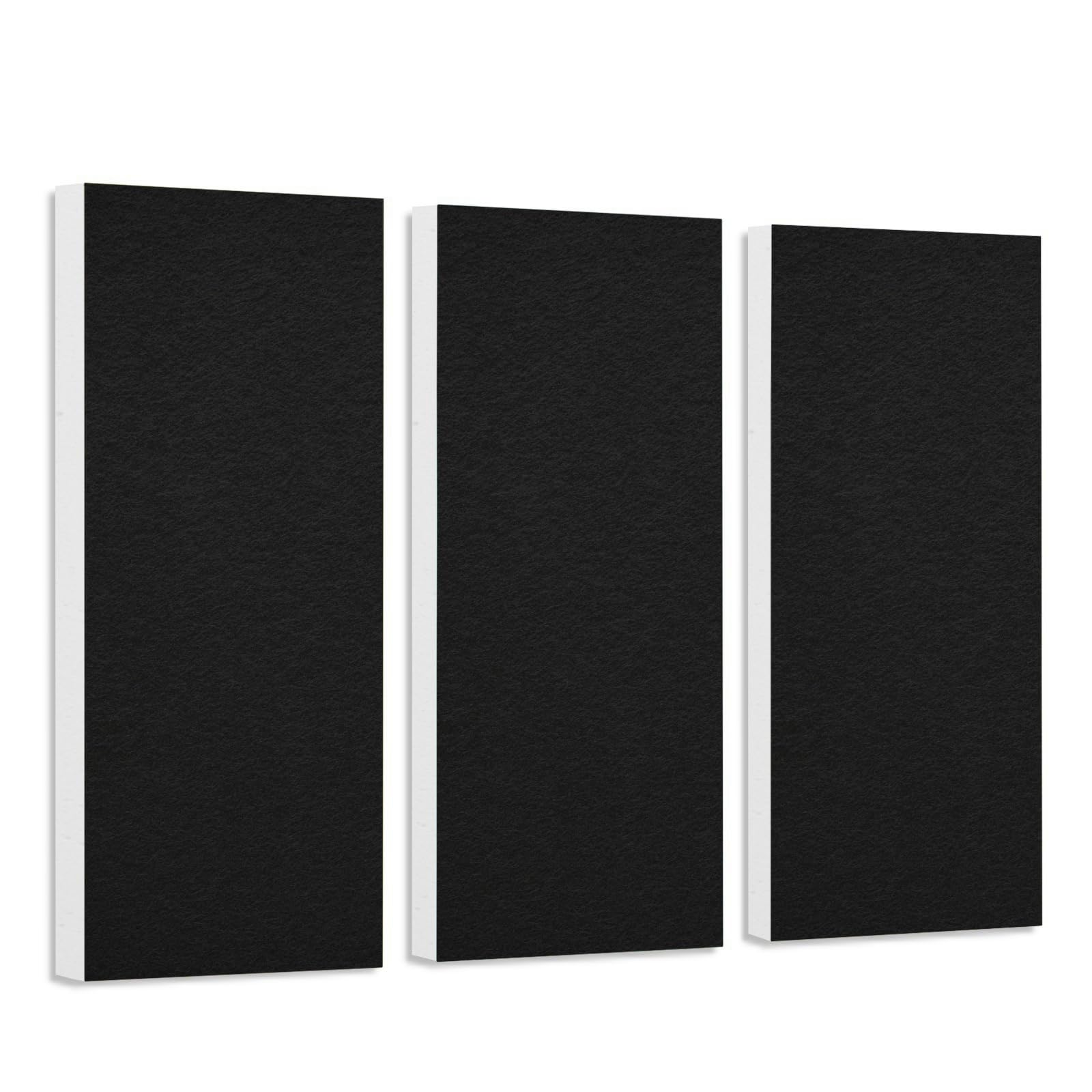 platino24 Schallabsorber COLORE aus Basotec G+ I Akustikpaneele mit Akustikfilz I 3 Wand-Paneele in Schwarz I Akustikplatten zur Schalldämmung in Büro, Studio & Wohnung