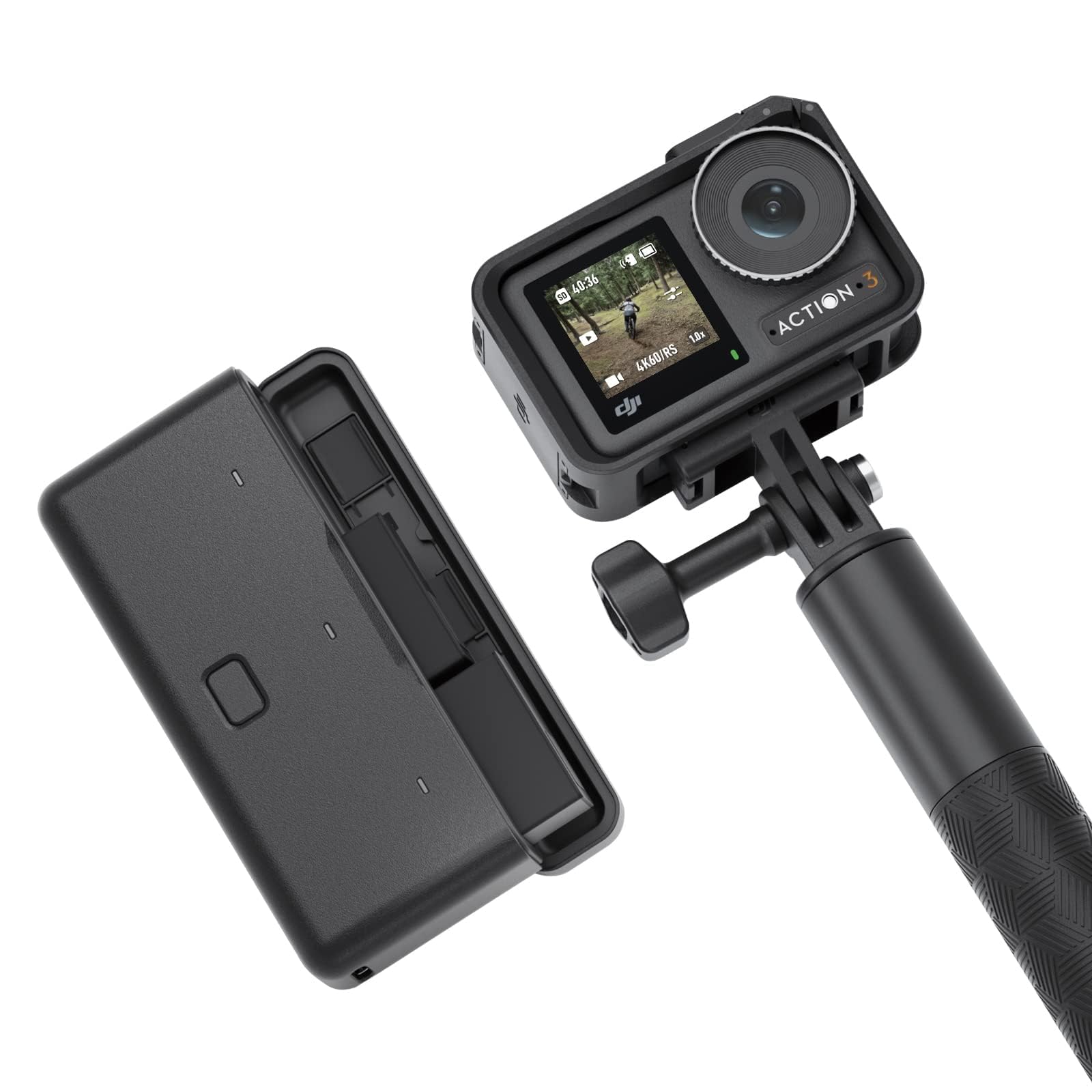 DJI Pack Aventura Osmo Action 3 - Cámara de acción 4K/​120 fps, FOV superamplio, HorizonSteady, resistente al frío, gran autonomía, soporte vertical, sumergible a 16 m, videoblogs, brazo extensible