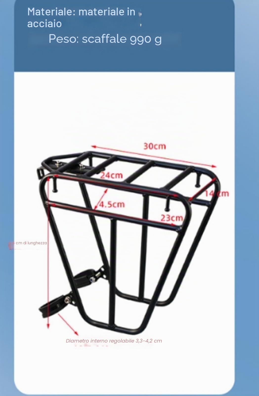 Portapacchi per bicicletta olandese bagaglio porta bagagli anteriore per mountain bike, velo e bici da turismo, porta bagagli per bici da strada
