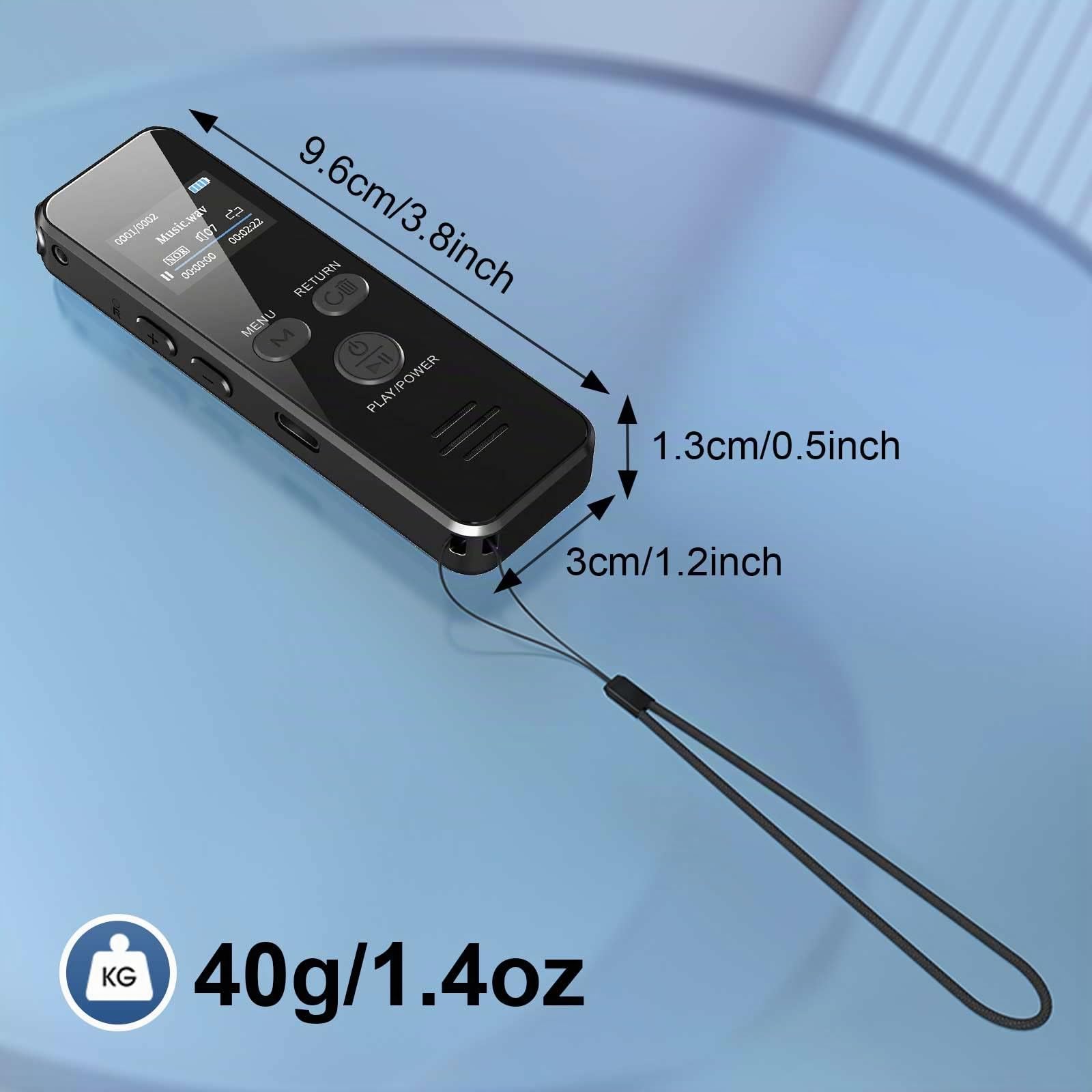 60Horas Grabadora de Voz, 64GB Carcasa Metálica Grabadora de Audio Activada por Voz con Contraseña, USB C, para Conferencias Reunión Clase Entrevistas