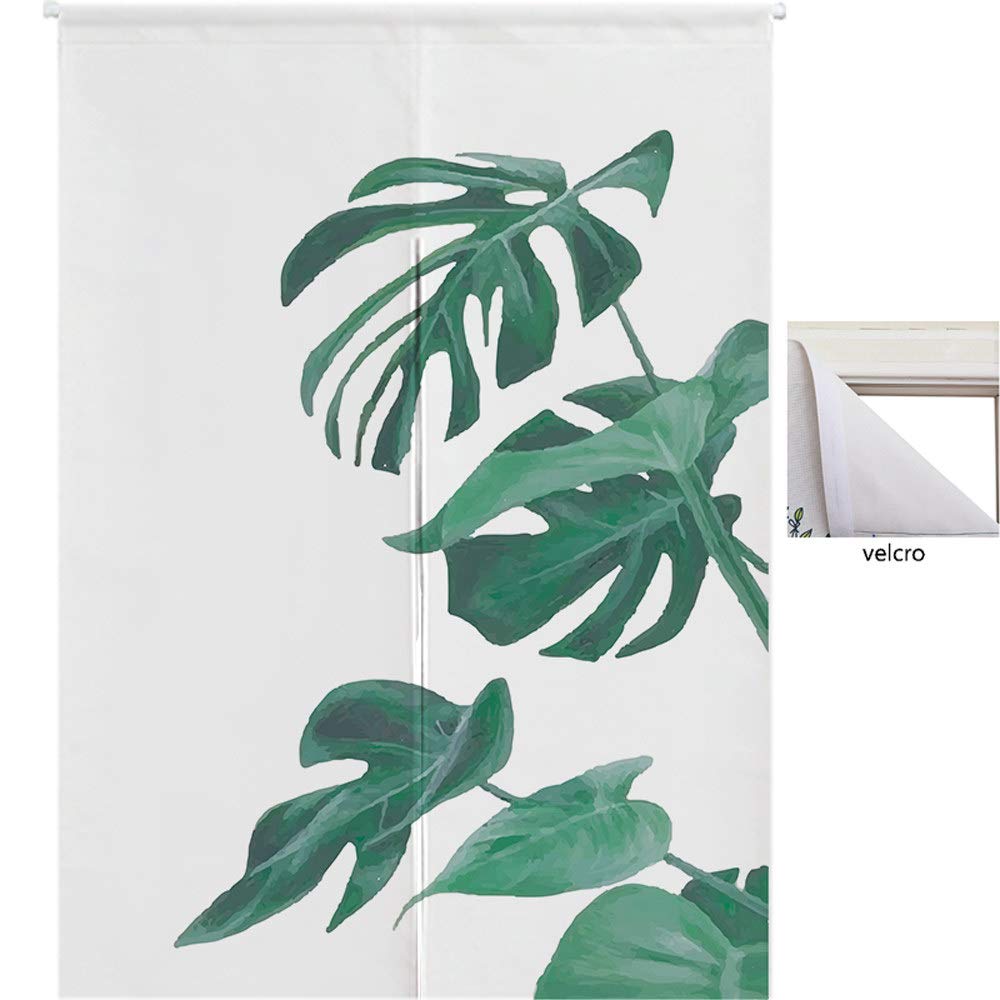 Door Curtain Japanses, Simple Style Home Door Curtain Noren Doorway Room Divider Cotton Linen Screen with Velcro,6-85×180cm(33×70”)