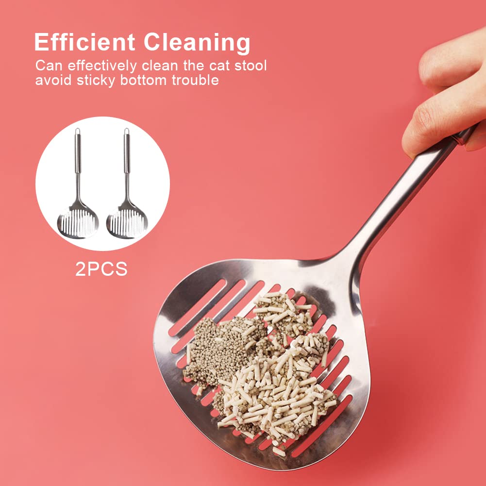 2pcs Cat Litter Scoop, Stainless Steel Litter Scoop Long Handle Durable Cat Mesh Shovel (Sliver) - image 3