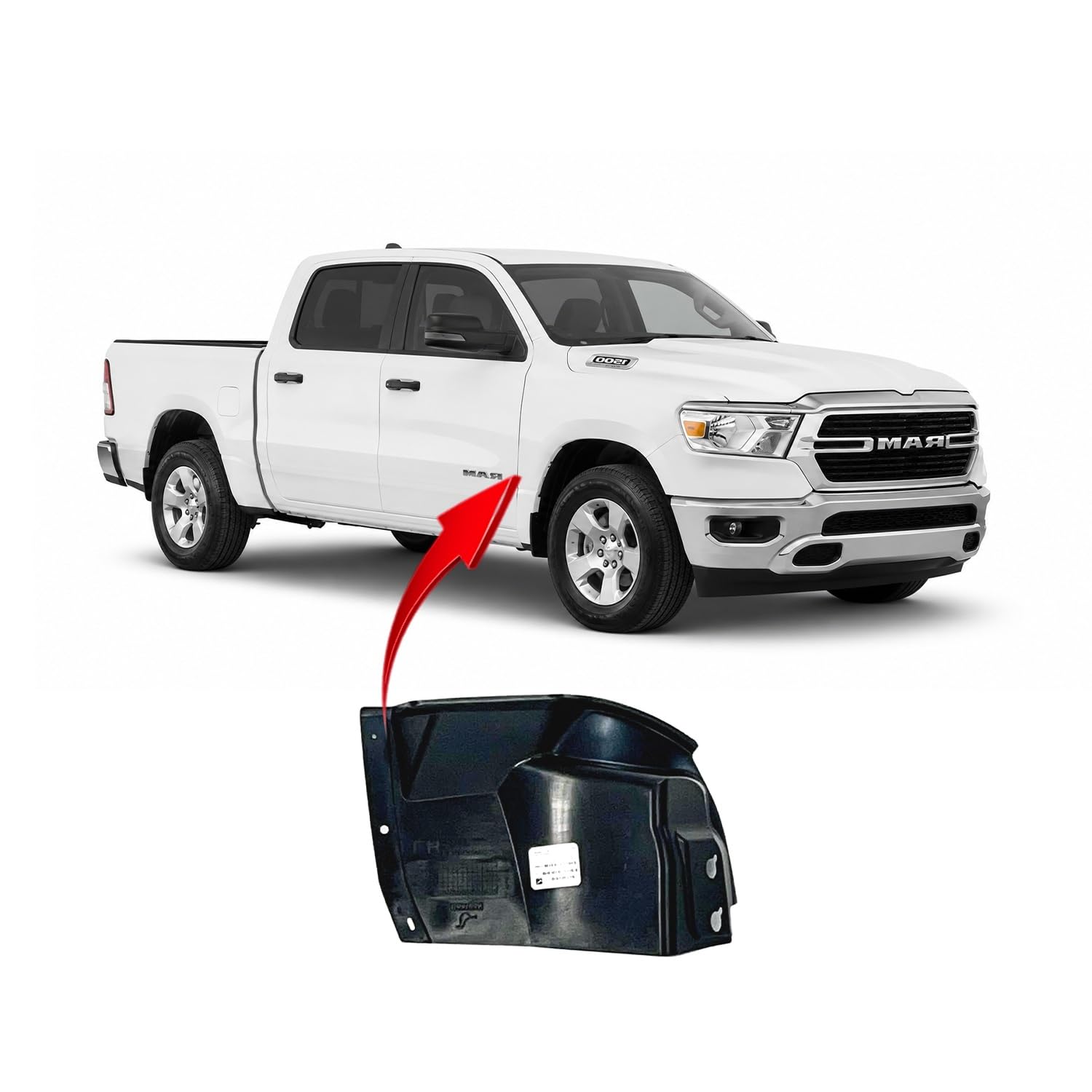 FitParts Compatible with Dodge Ram 1500 2019–2022 Front Right Fender Liner