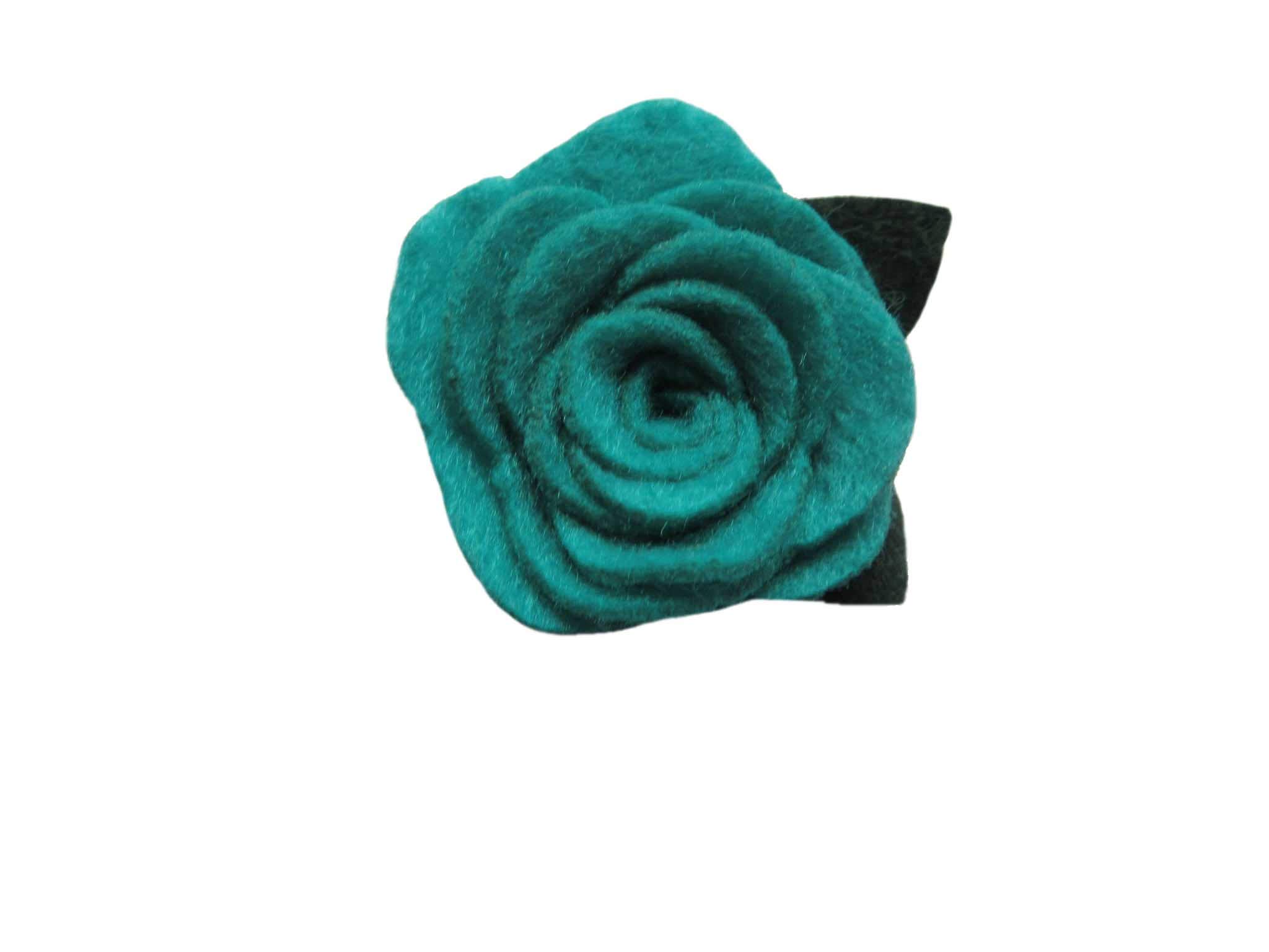 YYCRAFT 20 Pcs of 2" Felt Rosette with Leaf,Felt Rose Flowers Applique for DIY Headband Supplies(Teal)