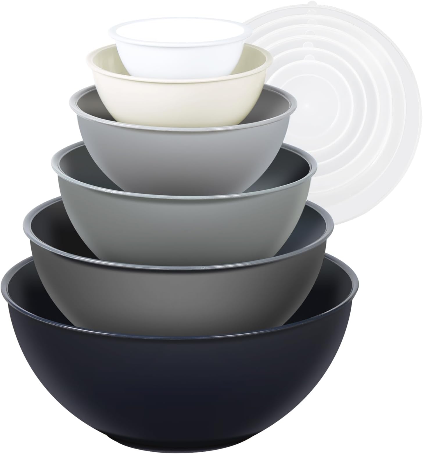 – Greentainer Plastic Mixing Bowls with Lids Set 12 Piece Colorful Mixing Bowl Set for Kitchen Nesting Storage Bowls for Baking, Prepping,Cooking and Serving Food - Microwave and Freezer Safe(Grey)