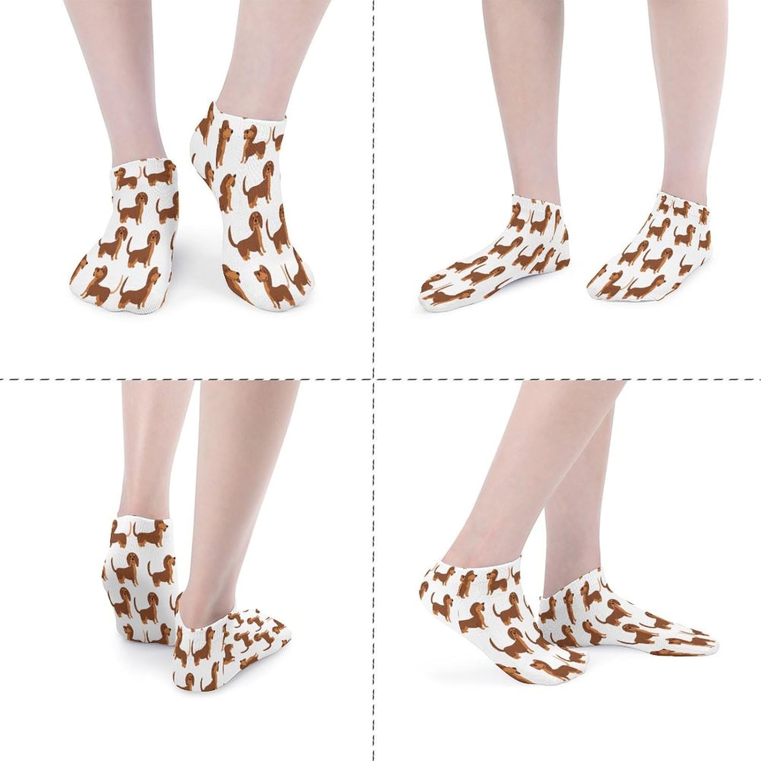 Dachshunds Dogs Pattern 5 Pairs Low Cut Ankle Socks Casual Liner Sock No Show Invisible Socks for Men Women