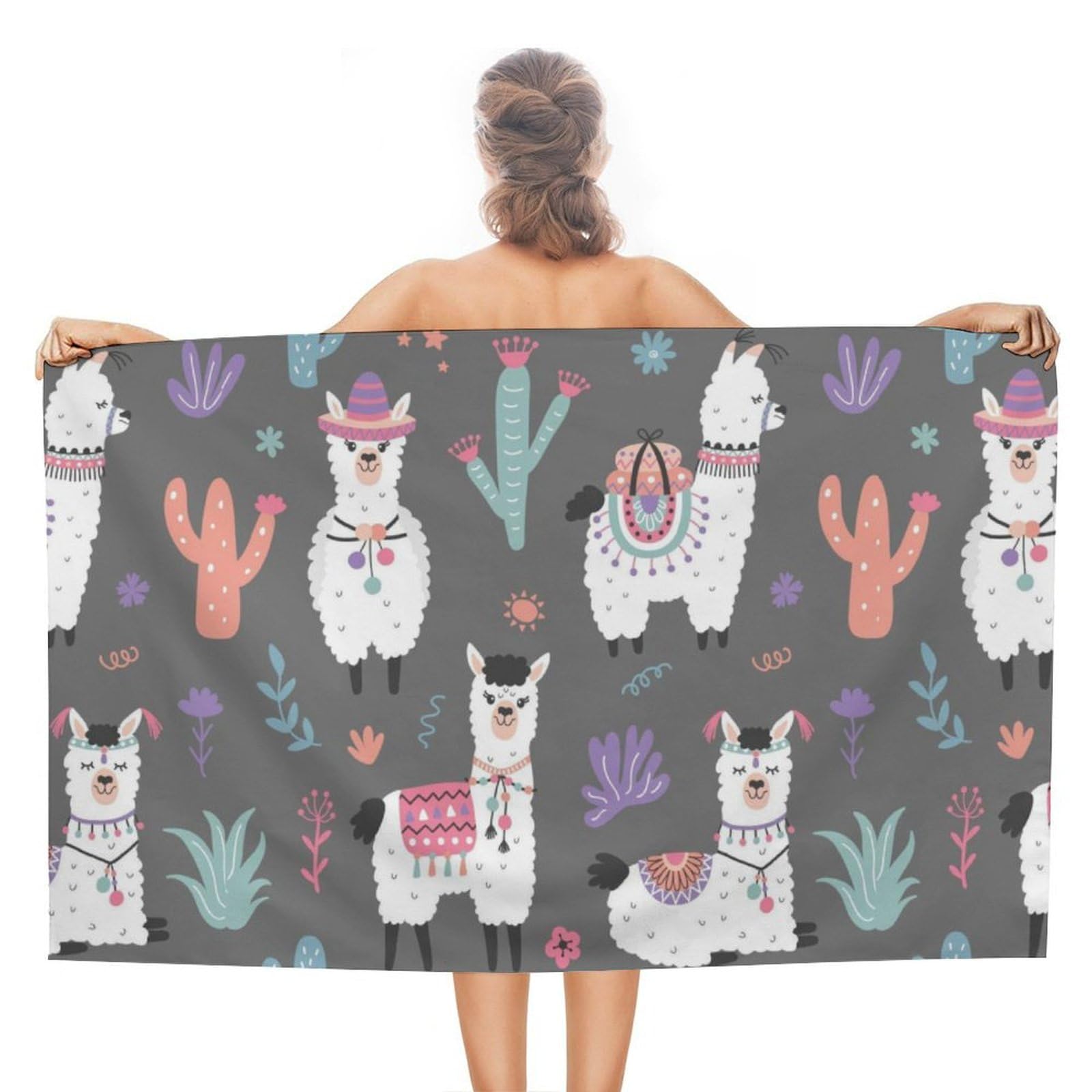 LEDFCVSU Beach Towel, Alpaca Bath Towel, Absorbent Towel for Swimming, Sports, Travel
