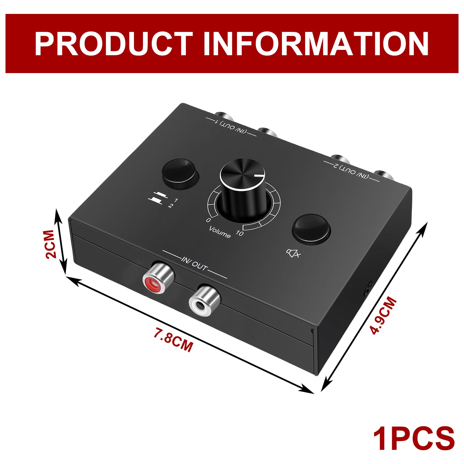 Commutateur Audio 3,5 Mm 2 En 1 / 1 En 2 - Avec Bouton Volume - Pour PC, TV, Enceintes, Casque
