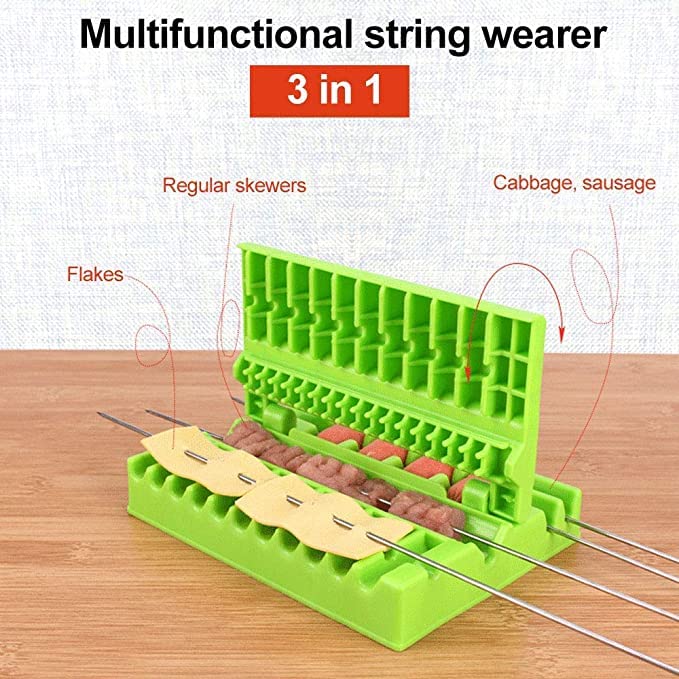 Hiki Ziki Barbecue Stringer Food String | Skewers Kebab Maker Box | Beef Meat Vegetable String Grill | Barbecue Kitchen Accessories | BBQ Gadget Barbecue Stringer + 8 pcs Stick BBQ 4