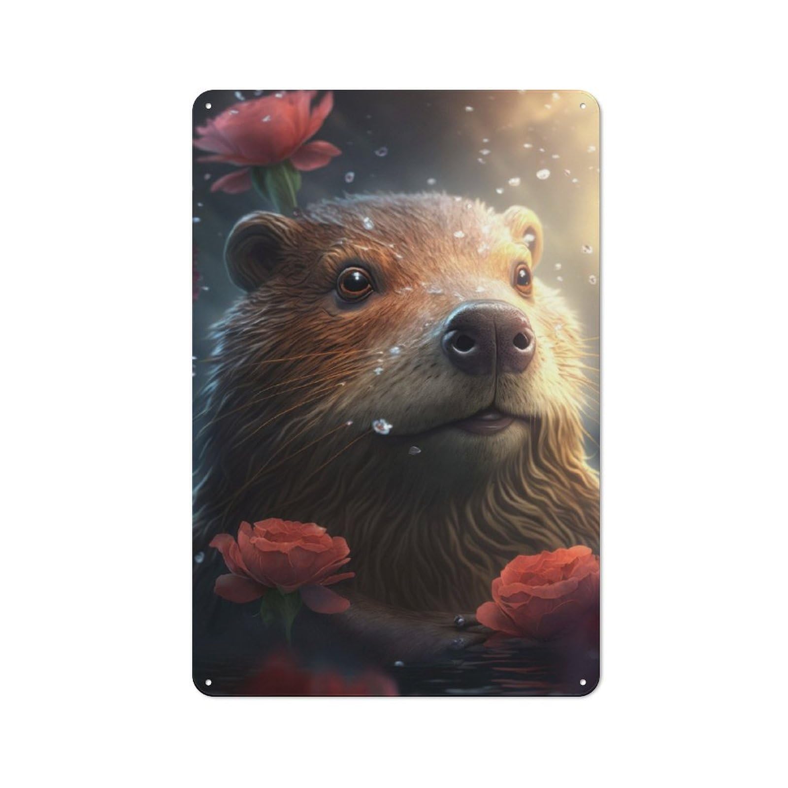 Junmoney Cute Beaver Vintage Metal Sign With Design 30X20cm, Rustic Bar Wall Plaque For Bar, Kitchen, Garage Or Games Room