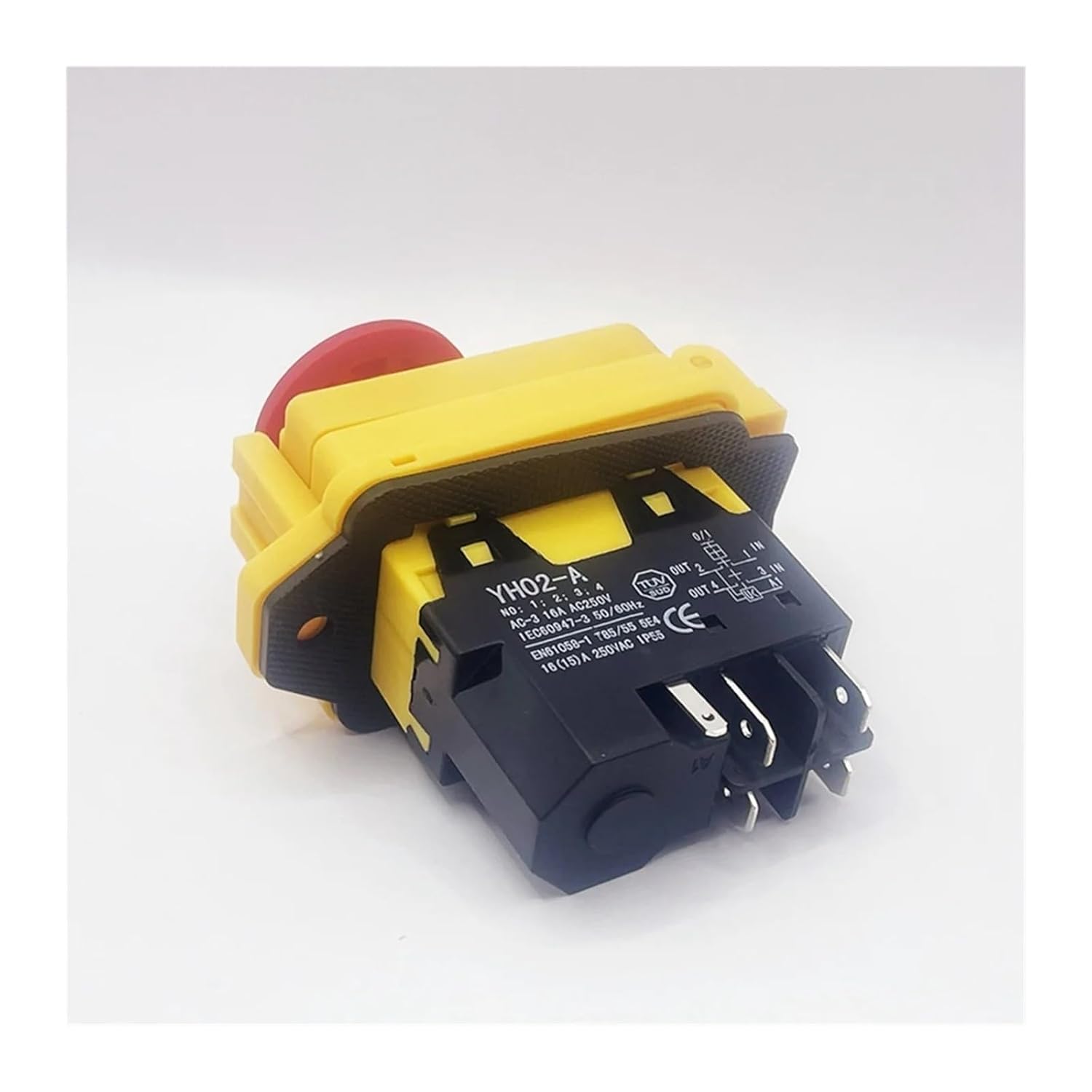 ElectronicSwitch YH02-A 電磁スイッチ 250V 16A 5ピン スタートプッシュボタン 工作機械機器用 防水