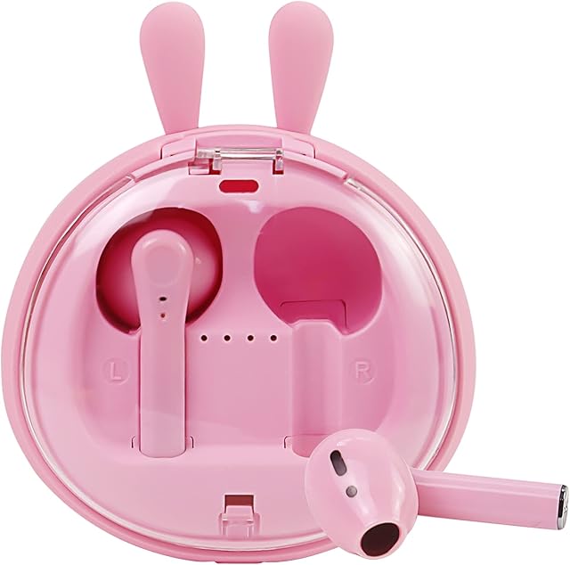 5.0 Bluetooth Earphone TWS Smart Touch Wireless Earbud HD Stereo Noise Reduction Headphones Portable Ipx5 Waterproof Headphones with Charging Case Girl Cute Cartoon Mini In-Ear Earbud (Pink)