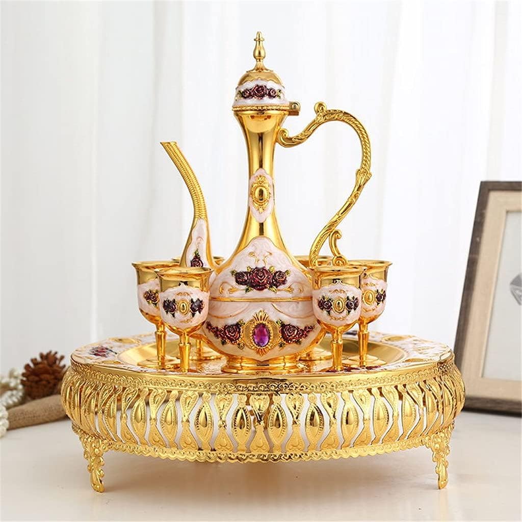 European Vintage Wine Gift Set Liquor Cup Wine Pot Tray Crafts Decoration Wedding Props (Color : D) (E)