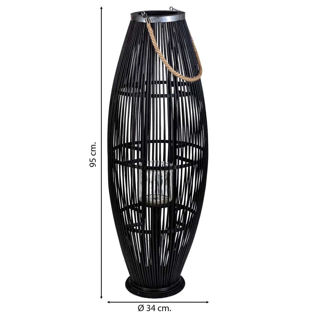 WANDERLUST DECO Farol portavelas de bambú Marrón 34x34x95
