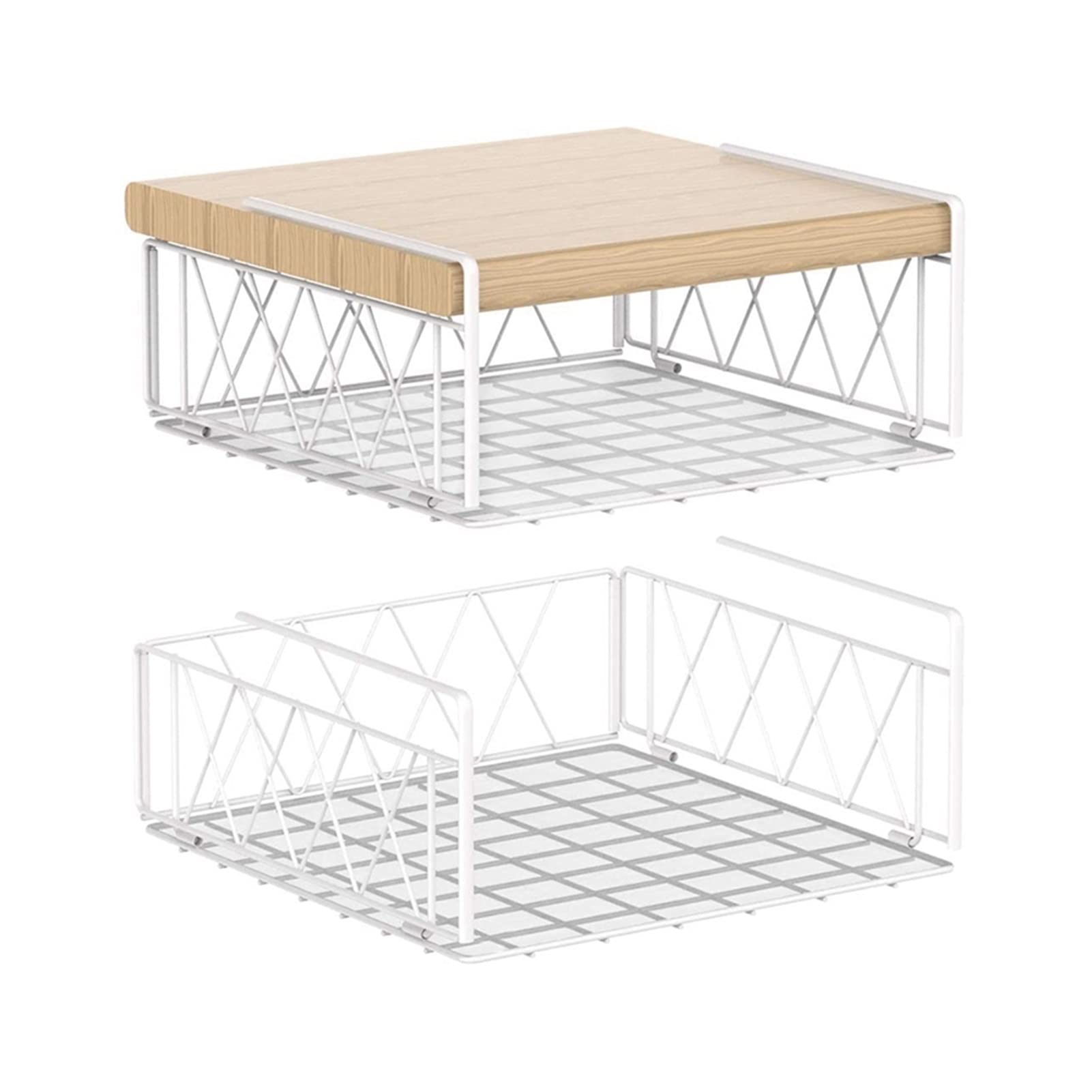 sibulv Auledio Under the Cabinet Shelf Rack,Vertical Wire Rack for Hanging Storage Baskets with Liner Restaurant Kitchen Storage Plates and Boxes(White)