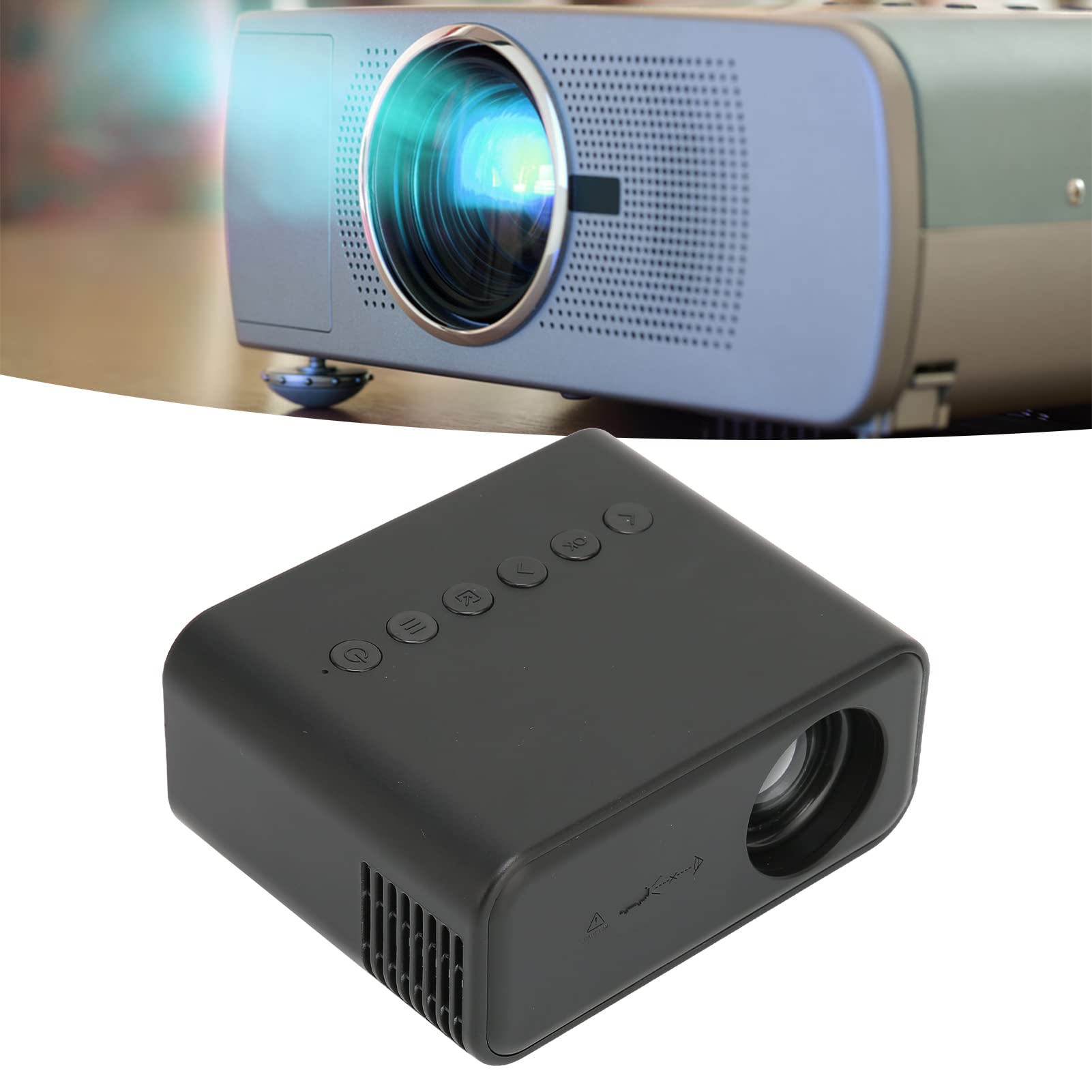 Mini Proiettore, Mini Proiettore Portatile, Proiettore per Telefoni Cellulari Home Theater per Proiezione su Schermo Proiettore Intelligente Ricaricabile per Viaggi (Nero)