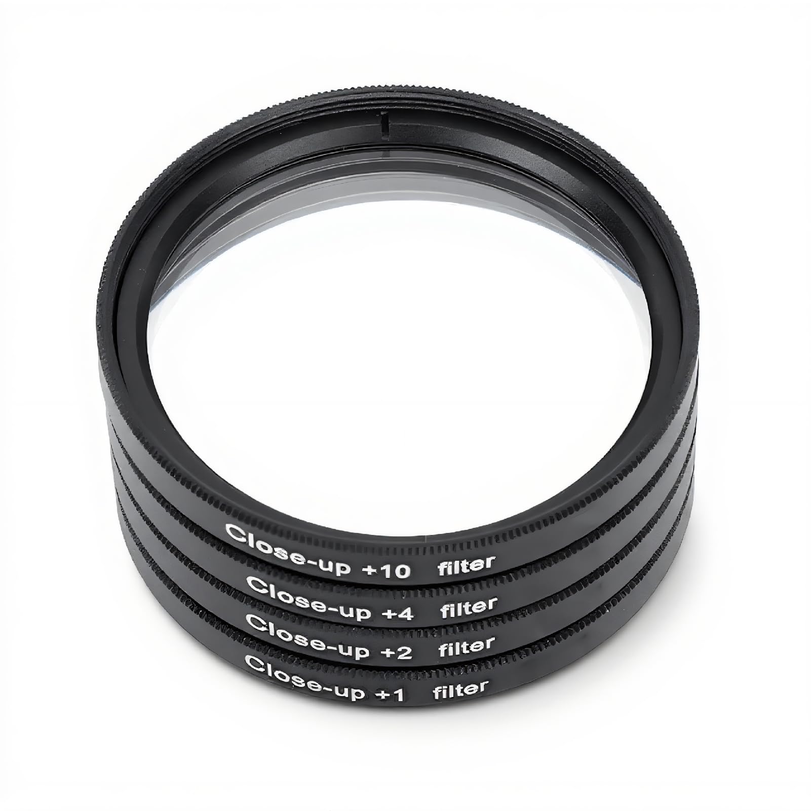 Kit Filtri Macro Close Up, 4 in 1 Lenti Ottiche per Primo Piano +1 +2 +4 +10, Filtri Sovrapponibili a Doppia Filettatura per Fotografia Fiori, con Custodia, 52mm