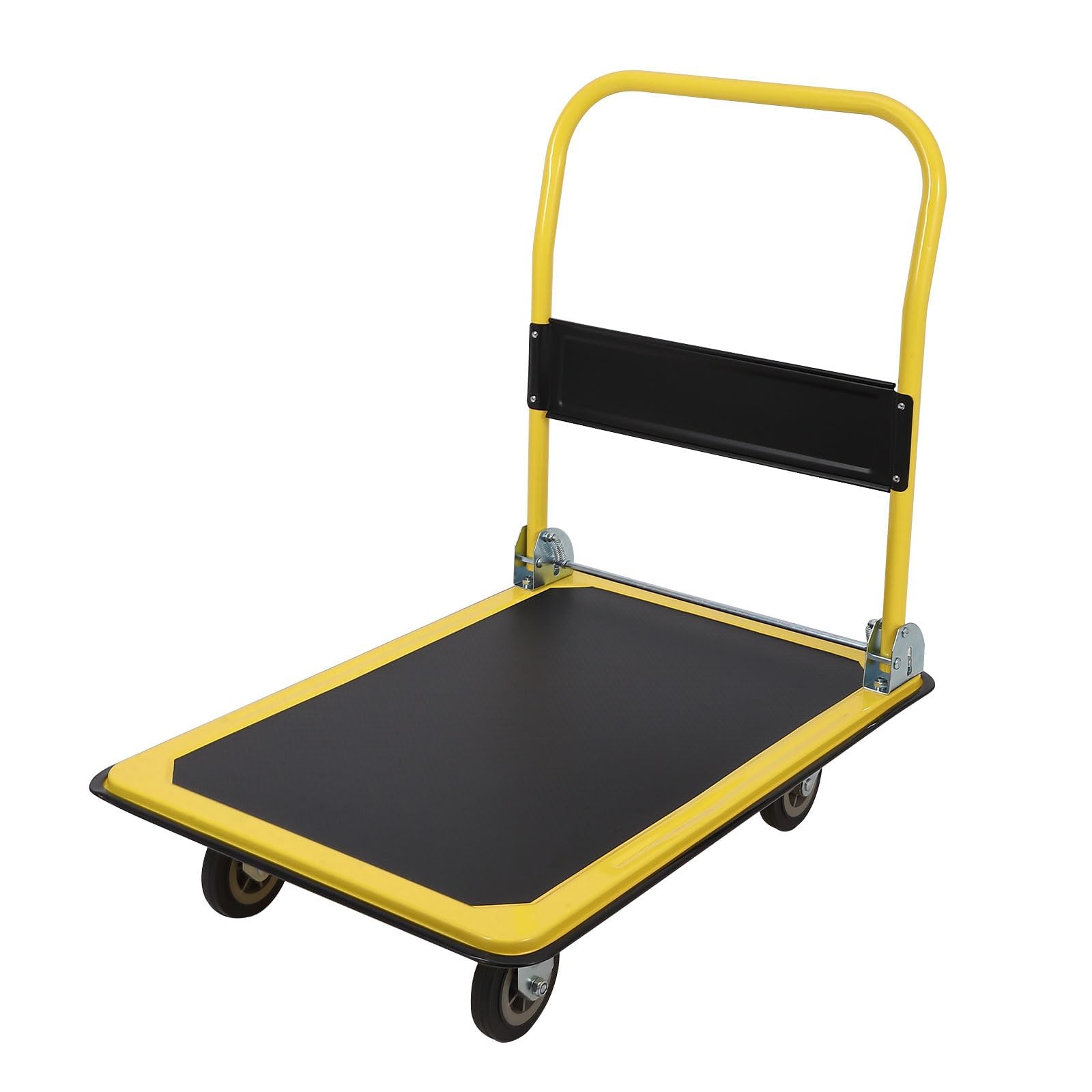 Garvee Camión de plataforma, capacidad de 270 kg, carro de mano de plataforma resistente con ruedas de freno TPR de 15 cm, carrito plegable multiusos para carga y almacenamiento, garaje, almacén