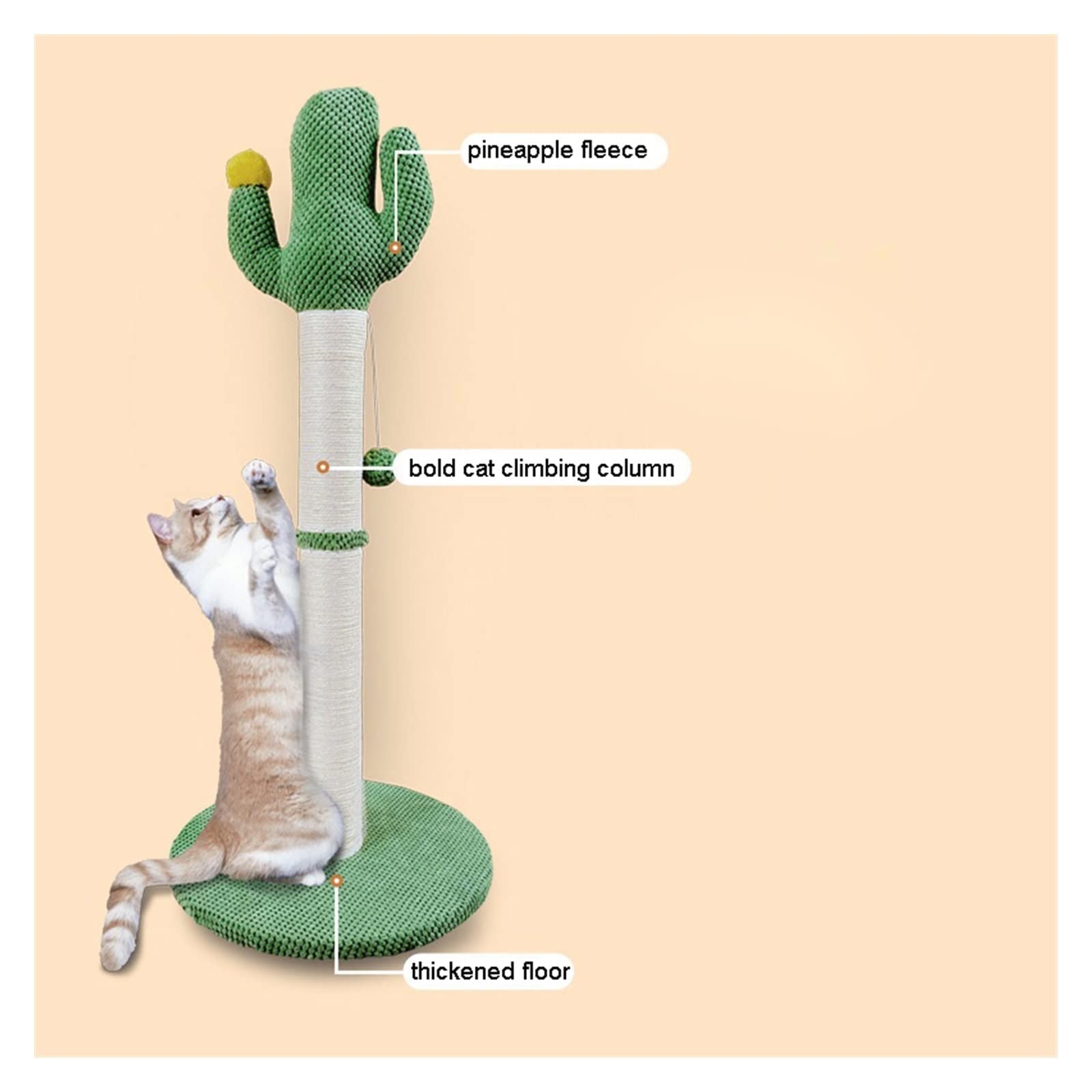 Albero da arrampicata per gatti Telaio da arrampicata verticale for gatti Cactus tiragraffi for gatti tiragraffi for gatti resistente all'usura e resistente all'usura Tiragraffi, torre per gatti ( Col