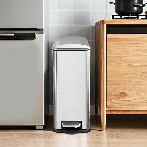 Miniatura 227 de Cubo de basura pequeño para baño con tapa, cubo de basura de 1.3 galones con cubo interior extraíble, cubo de basura delgado con tapa de cierre