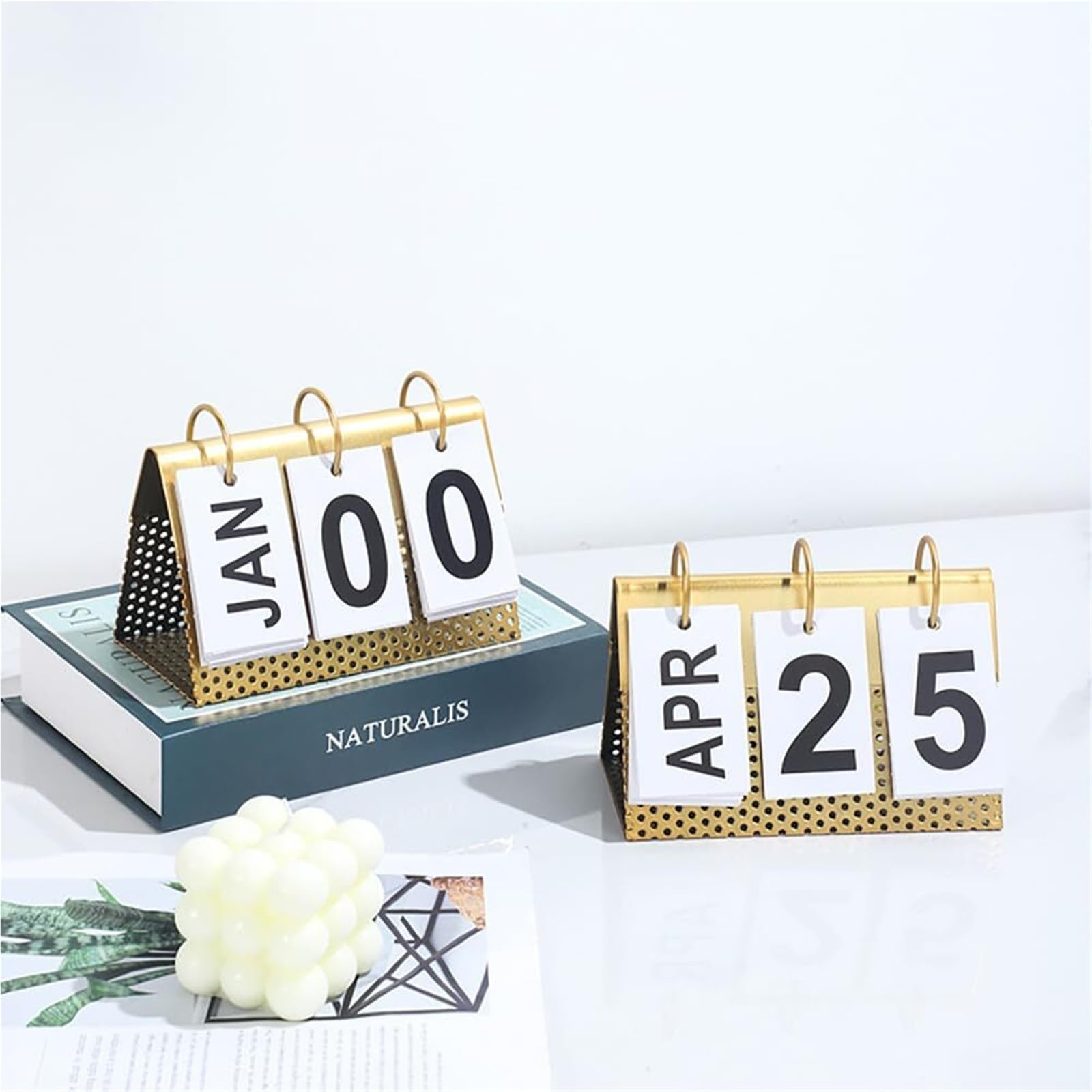 Tischkalender, stehend, mit großem Display, ewiger Kalender, Vintage-Stil, ideal für Schreibtisch, Büro oder Kabine.