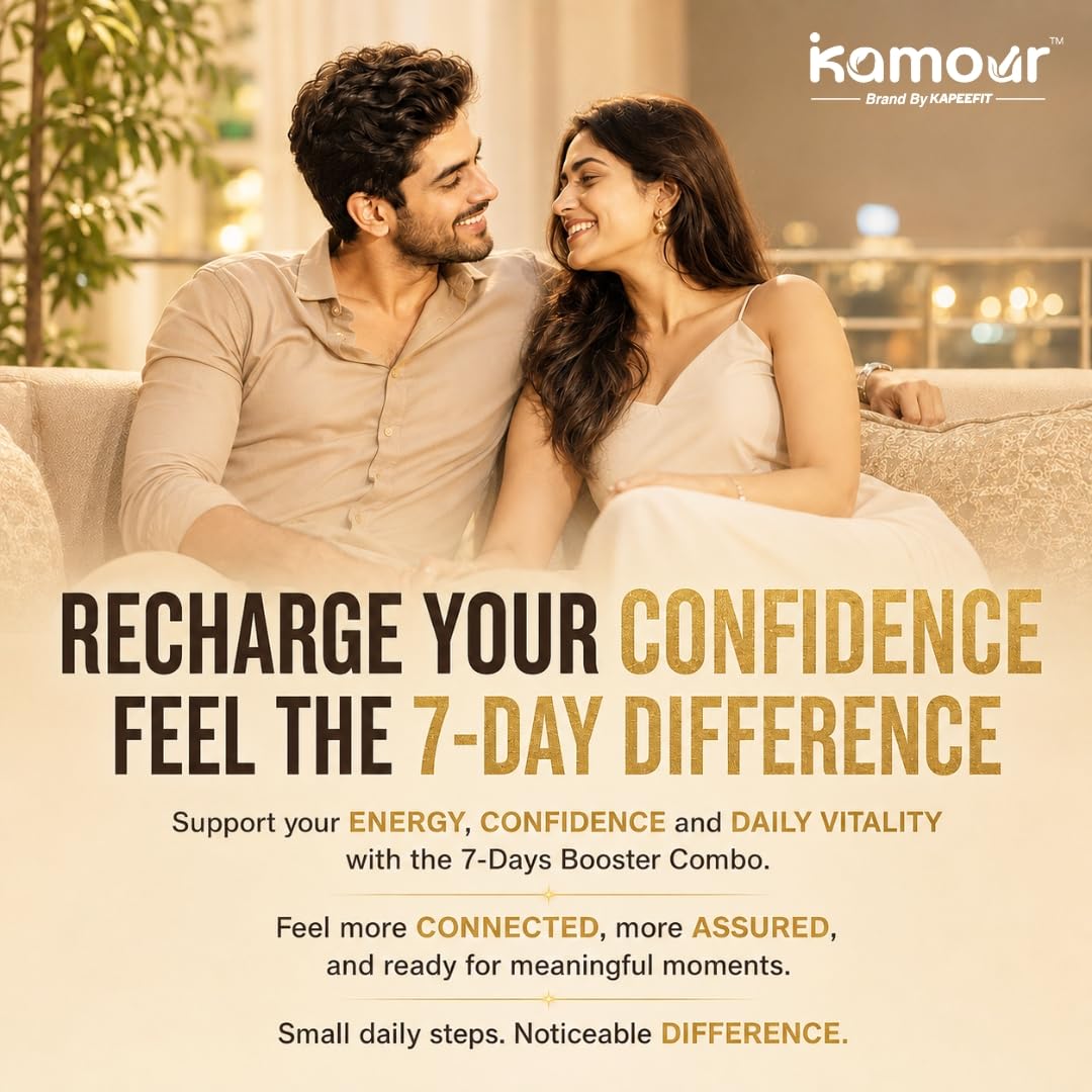 Kamour 7 Days Booster Combo | Ayurvedic Herbal Supplement Kit | Daily Charge Tablets (30) & Power Drive Capsules (7) | Ashwagandha, Safed Musli & Herbal Extracts | Daily Wellness, Energy, Stamina & Vitality Support for Men — Amazon image 4