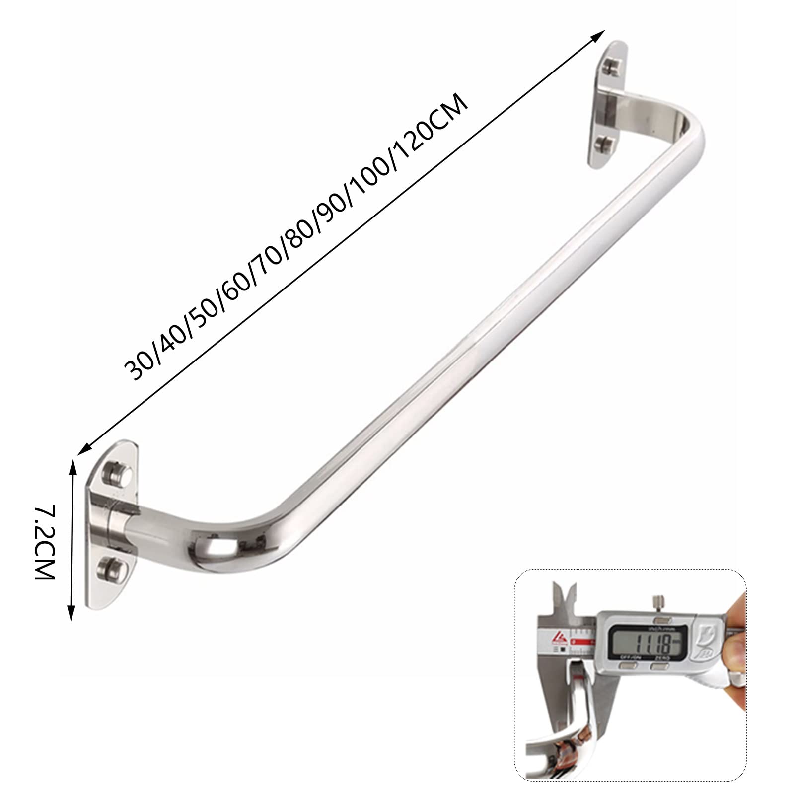 NEECS Porte-Serviettes en Acier Inoxydable, Porte-Serviettes Mural, tringles à Serviettes Simples pour Salle de Bain, 30 à 120 cm en Option, Finition Argent Poli (Taille : 90 cm)