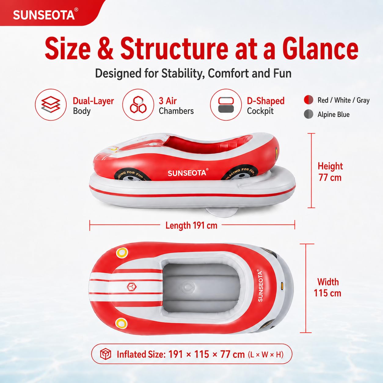 Lettino Galleggiante Motorizzato per Piscina, Poltrona Gonfiabile Elettrica con Joystick Multidirezionale, Batteria Ricaricabile da 2600 mAh e Pompa ad Aria Inclusa Red-1battery