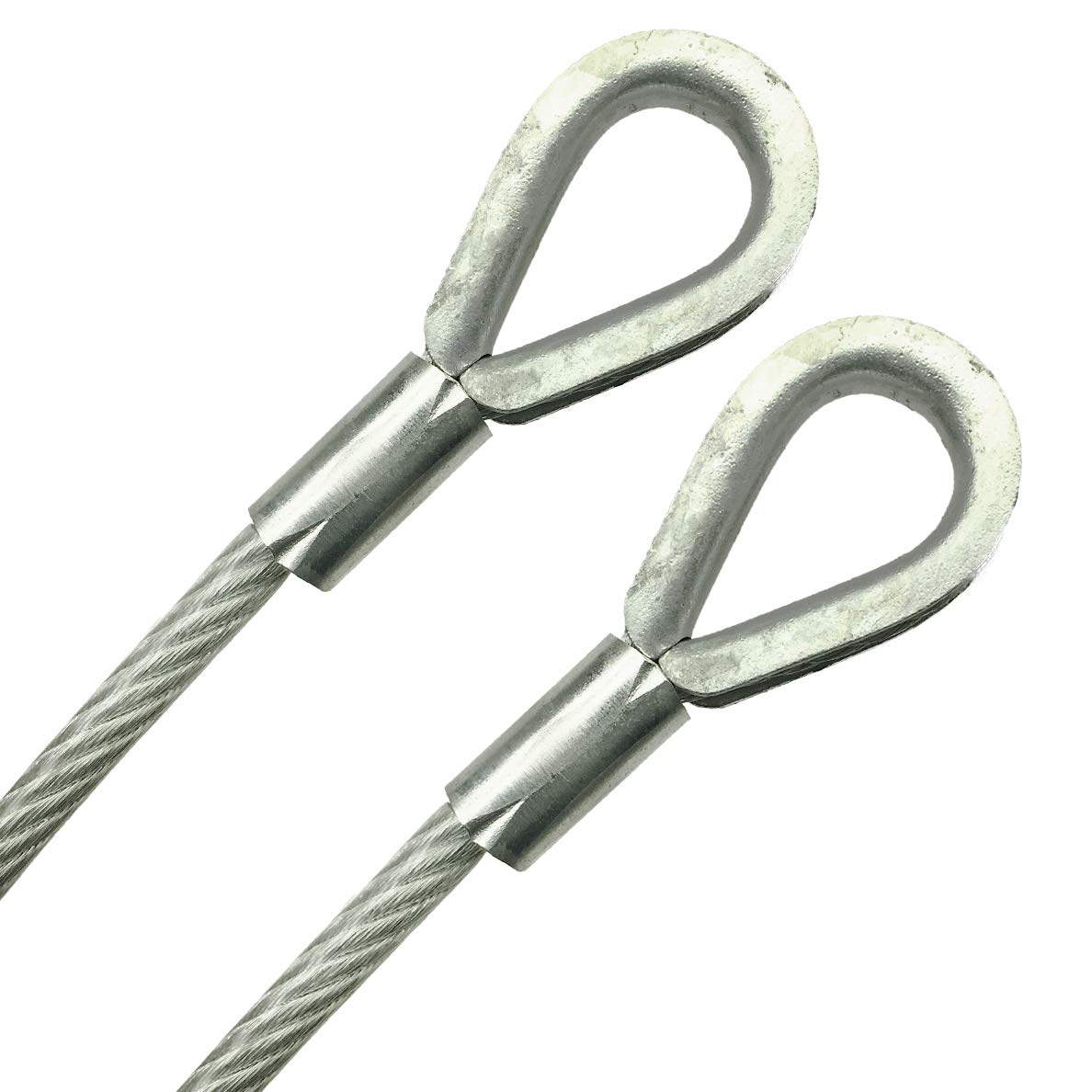 Galvanized Steel Wire Rope, 5/16 Clear Vinyl Coated, 7x19 Strands, 1/4 Core, Double Loop with Thimble, Security Safety Line DIY General Purpose Cable (130 feet, Clear)