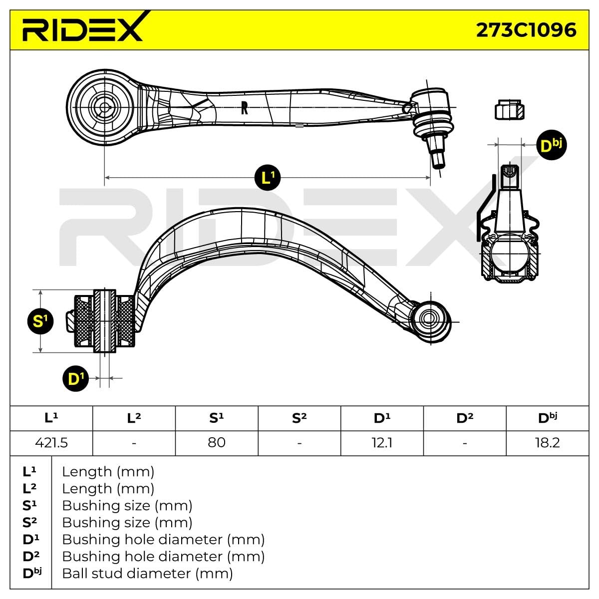 Wahacz Zawieszenia Koła RIDEX 273C1096 przód prawo Kompatybilny z AUDI Q5 8RB A8 4H2, 4H8, 4HC, 4HL