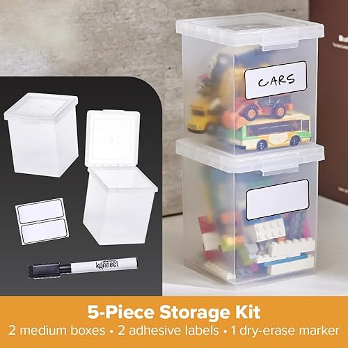 Miniatura 5 de Bostitch Konnect - Contenedores de almacenamiento con tapas, organizador, caja de plástico transparente, contenedores apilables, medianos, paquete