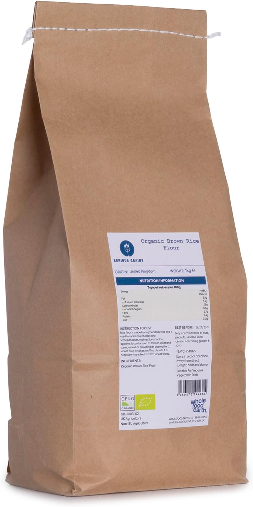 Organic Brown Rice Flour โ 1 kg | Stone Ground | GMO Free | Certified Organic