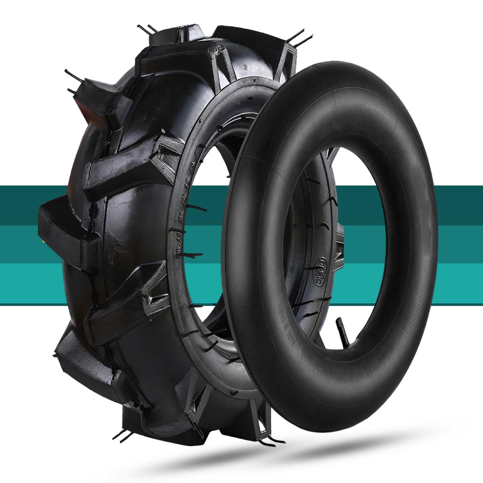 Upgraded Tyre 4,00-7 Reifenschlauch for Rasen- und Gartenmäherreifen, 4,00 x 7 Golfwagen-Rasentraktorreifen, Innenschlauchtyp, Stollenprofil for landwirtschaftliche Traktoren