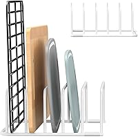 Vista 7 de Organizador de Tablas de Cortar y Estante para Bandejas de Hornear, [Paquete de 1] Organizador de Bandejas para Galletas de Metal Resistente Negro