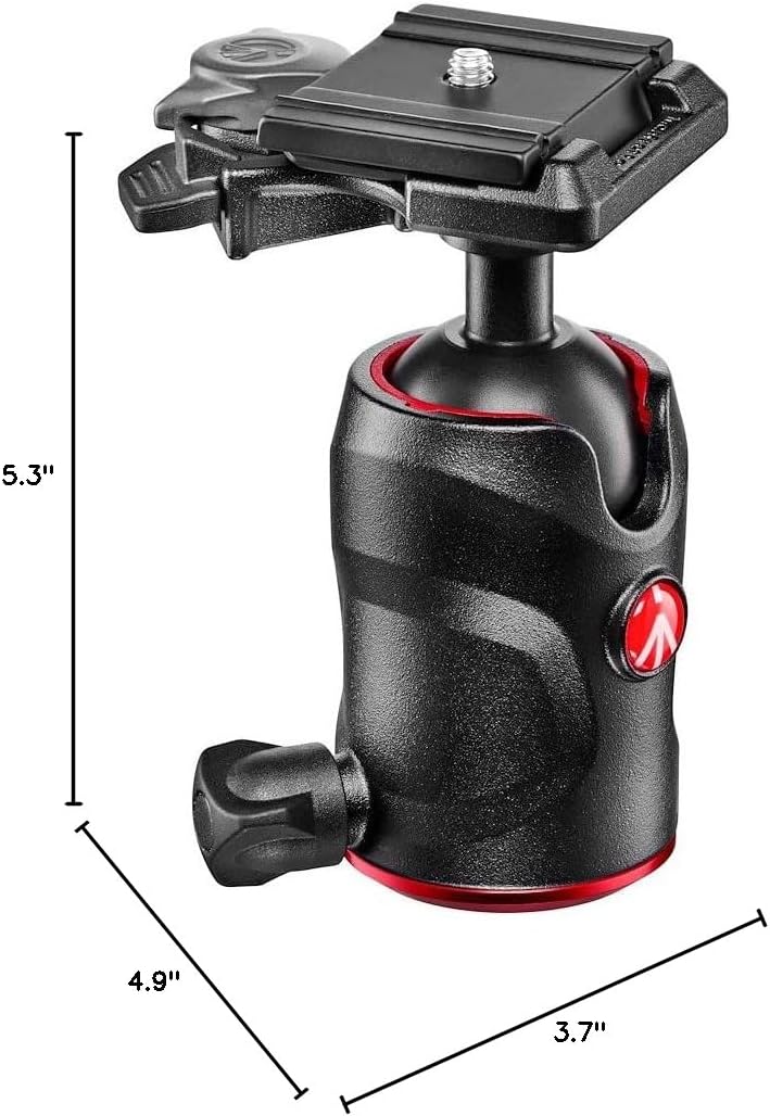 Manfrotto Compact Ball Head 496, Fluid Ball Head for Camera Tripod, Camera Stabilizer, Photography Equipment, for Precise Framing