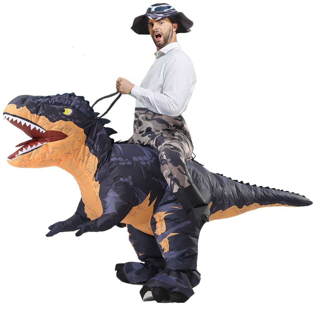 MXoSUM Inflatable Dinosaur Costumes for Adult T-REX Ride on Halloween Costume Funny Dino Blow up Costume