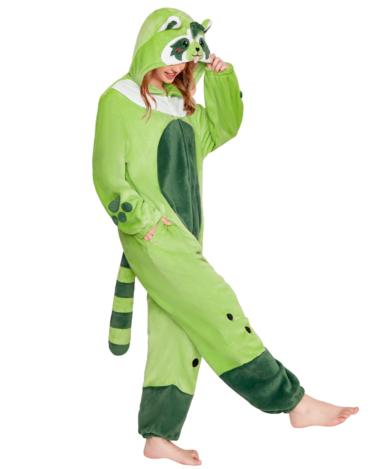 OLAOLA Pigiama intero per adulti a forma di animale, per donne e uomini, in caldo pile e divertente, costume per feste di Halloween