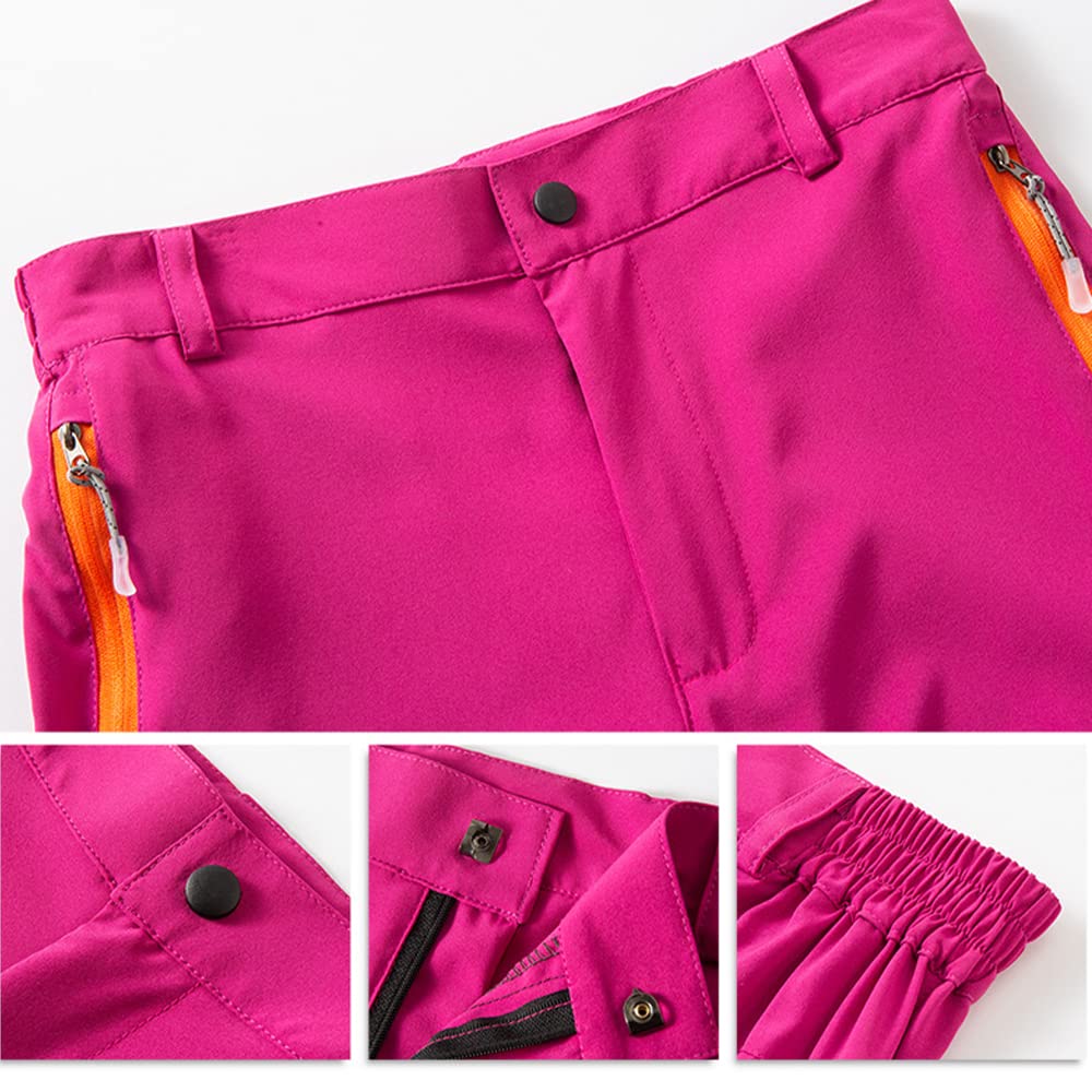 Kinder Outdoorhose Wanderhose Zip Off Hose abnehmbare hosebeine Jugend Mädchen Trekkinghose 2-in-1-Funktionshose Sommer mit Gürtel Schnelltrocknend Atmungsaktiv