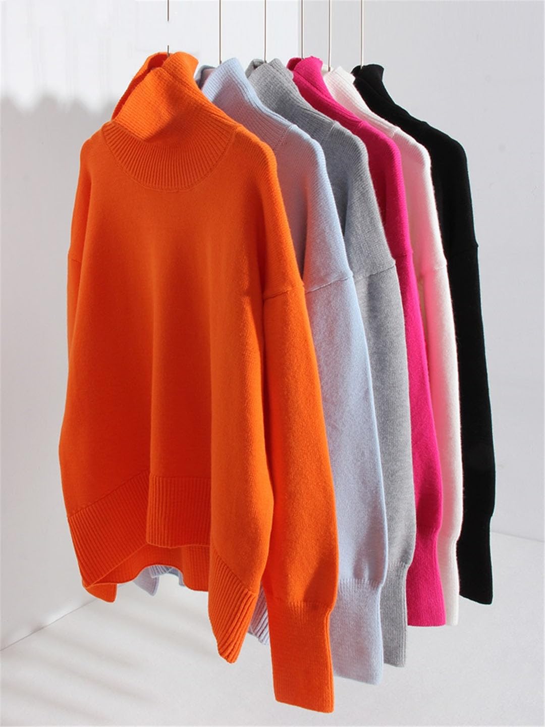 Vogrtcc Suéter De Cuello Alto para Mujer Jerséis Sueltos Casual Prendas De Punto Top
