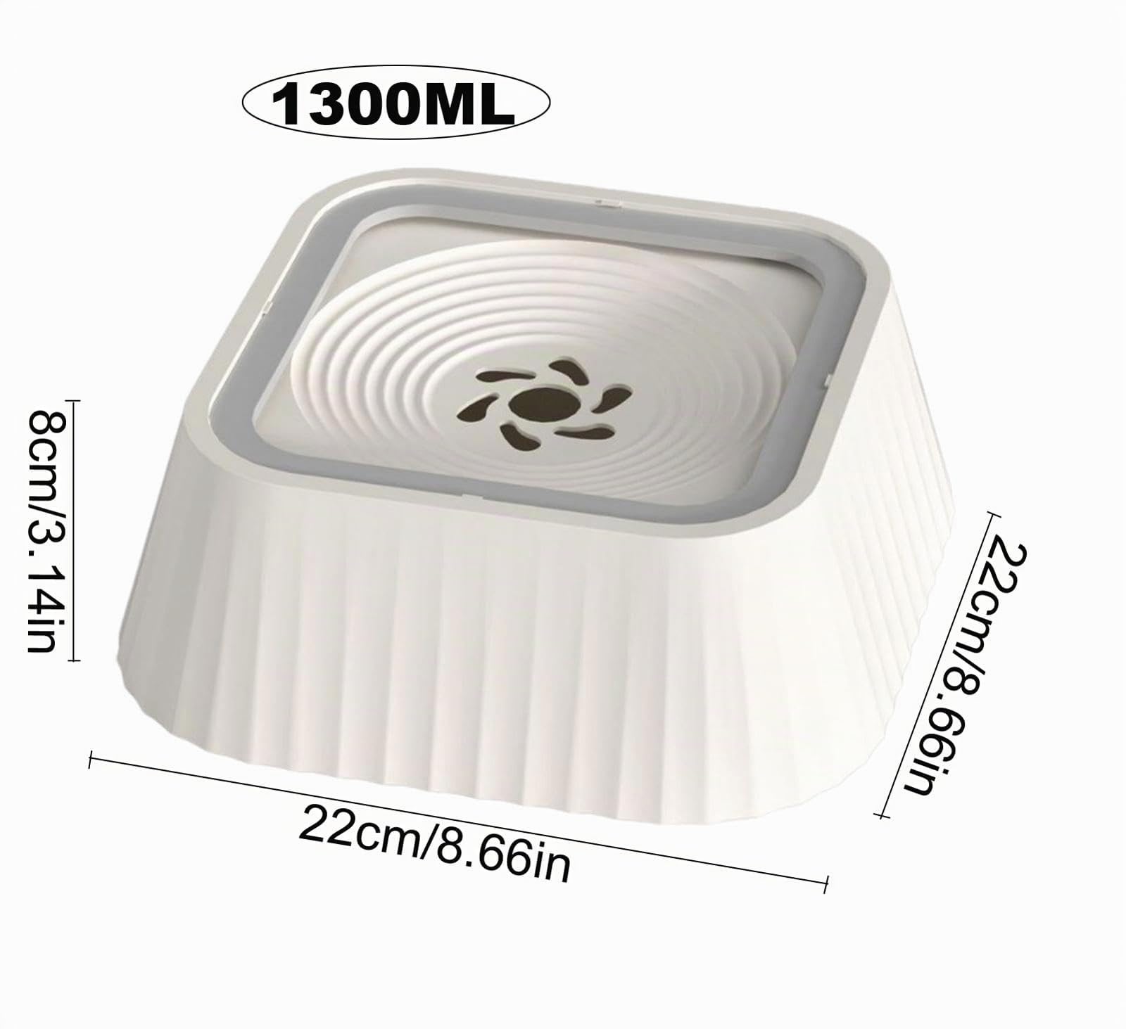 Gamelle à eau pour chien - 1,3 l - Anti-éclaboussures - Anti-éclaboussures - Anti-fuite - Sans bavure - Blanc