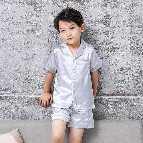 Kids Girls Satin 𝗣a𝗷amas Outfit Long Sleeve Shirt Solid Short Pants Clothes Toddler Girl Daily 𝗦leepwear Clothes2