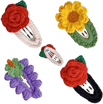 Amazon | 4個 かわいいかぎ針編みフローラルヘアピン エレガント 椿の