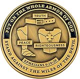 Armor of God Coin with All Armor Pieces. Challenge Coin, for Men, Women, Youth. Be Strong in The Lord and in The Power of His Might. Logos Christian Coin.