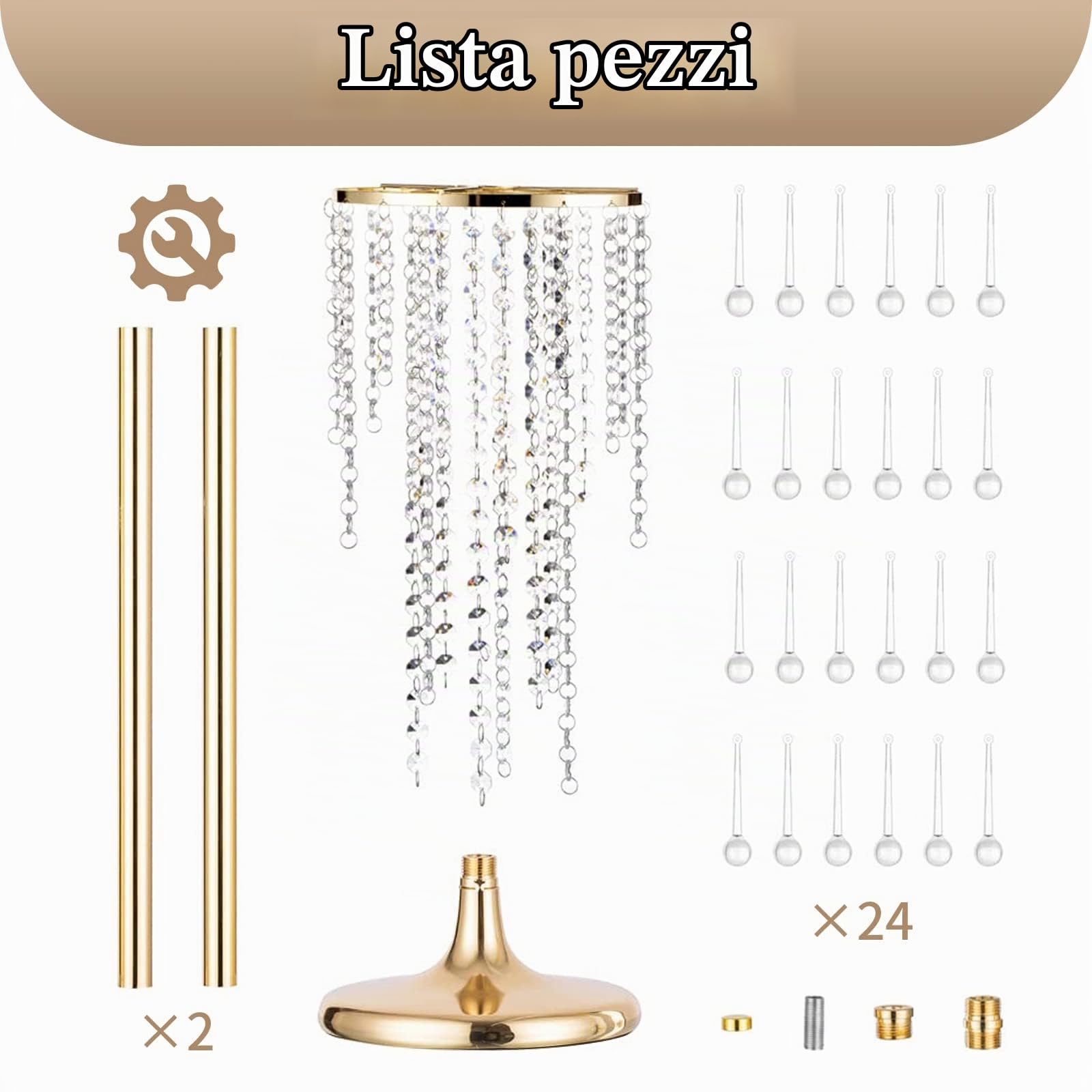 Sziqiq 75cm Alto Vaso Centrotavola per Fiori - 2 Pezzi Centrotavola per Matrimonio in Metallo Dorato per Guinzagli Stradali da Pavimento Per Eventi Battesimo Festa Matrimonio Ricevimento