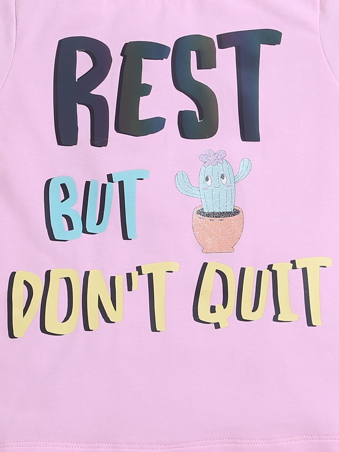 ZIP ZAP ZOOP Pink Cotton Half Sleeve Rest But Don't Quit Print Girls T-Shirt | 13-14 Years 1
