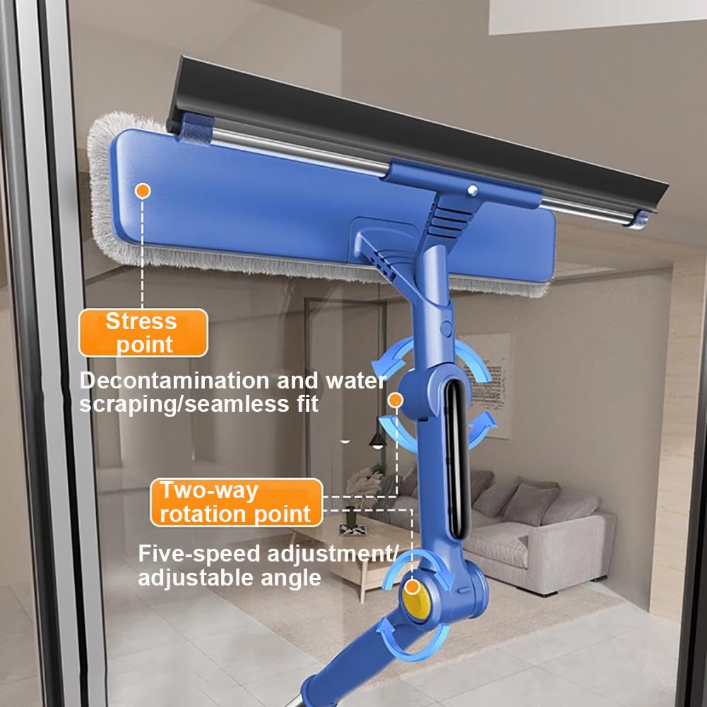 Juego De Limpieza De Ventanas Retráctil De 150 Cm, Equipo Profesional De Limpieza De Ventanas para El Hogar con Raspador De Goma Y Paño De Fibra, Limpiador De Luz Exterior