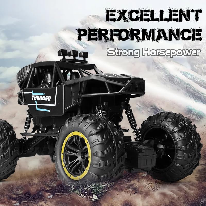 Image of CADDLE & TOES Monster-Like Model Sports Car with Remote Control and Speed Gun (Green, Thunder Black) - Kids' Toy
